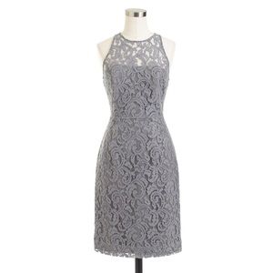 New J. Crew Gray Pamela Dress In Leavers Lace SZ 4
